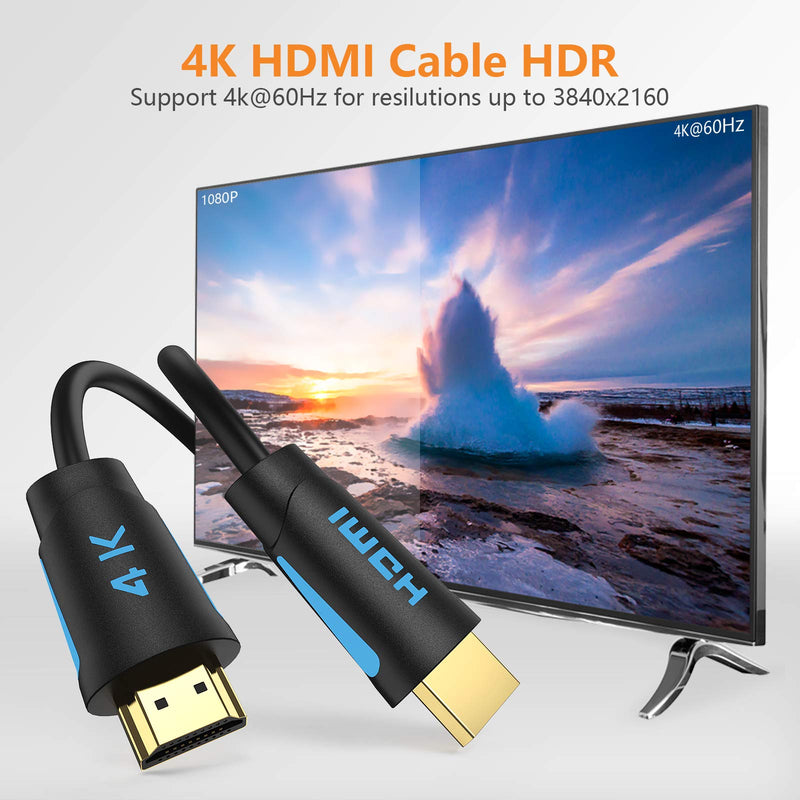 TESmart 2 Pack 5 ft High Speed with Ethernet 4K@60Hz 4:4:4 HDMI Cables, Premium HDMI Cord Type, Supports HDMI V2.0 4K 60Hz HDR 1.5M/5ft-2Pack