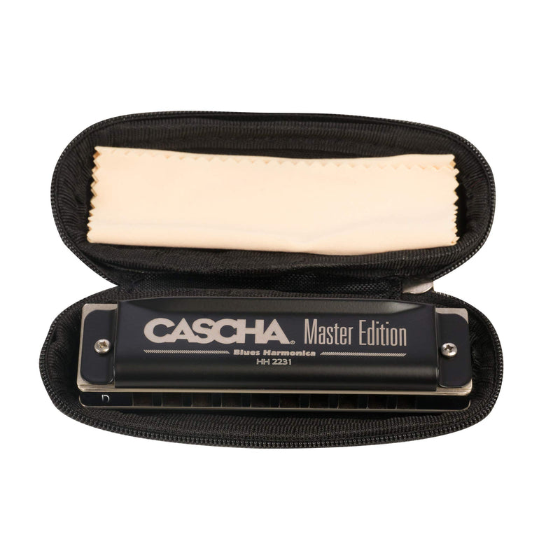 CASCHA Master Edition Blues Harmonica, high-quality harmonica in D-major with soft case and care cloth, blues organ