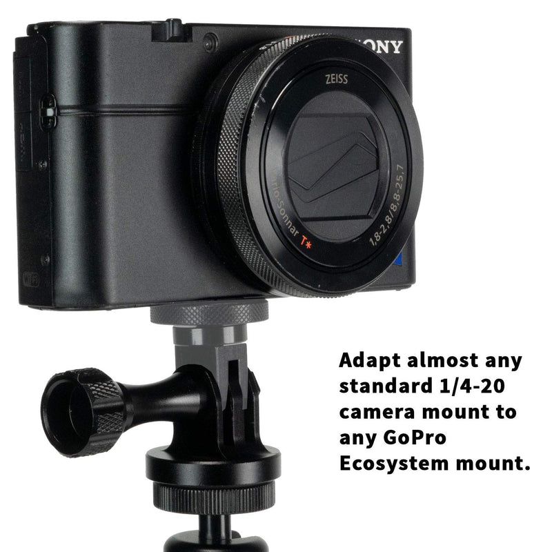 Camera Mount Adapter for GoPro Ecosystem - ¼-20 Conversion Adapter for GoPro Mounting System - Full 100% CNC Aluminum Metal - Mount Your Camera to Any GoPro Mount Accessory