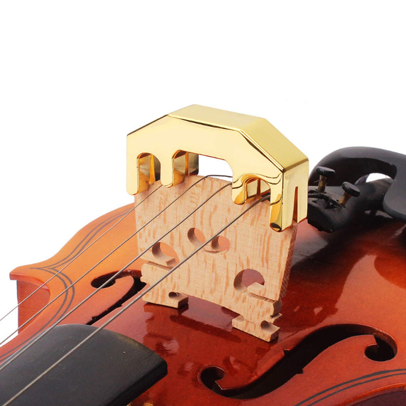 Unxuey Metal Violin Mute Practice Violin Silencer Golden Fiddle Silent Silencer Parts for 1/2, 3/4, 4/4 Violin