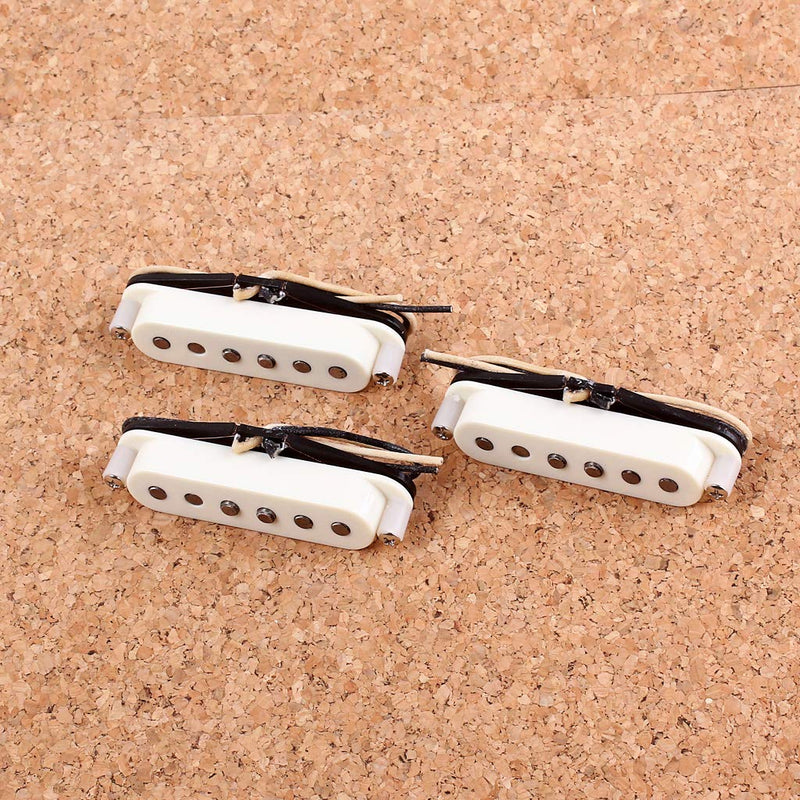 Alnicov Single Coil Pickups SSS Alnico 5 Neck/Middle/Bridge Pickups for ST Electric Guitar 3PCS/Set Cream White