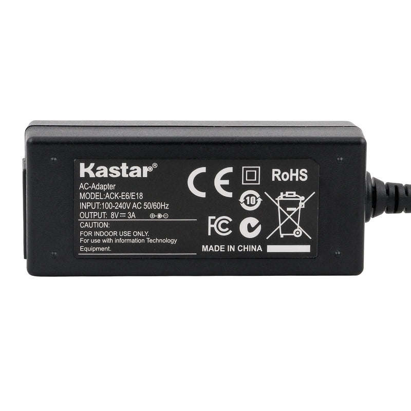 Kastar Pro AC Power Adapter ACK-E18 ACKE18 and Replacement DR-E18 Coupler Dummy Battery Kit (Fully Decoded) for Canon Rebel T7i T6i T6s SL2 EOS 200D 750D 760D 800D 77D kiss 8000D X8i Cameras