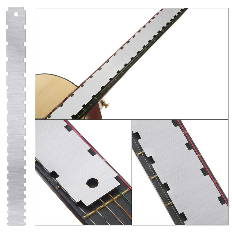 17 Pieces Guitar Luthier Tools Set Guitar Radius Gauge, String Action Ruler Gauge, Feeler Gauge, Guitar Notched Radius Gauges, Guitar Neck Notched Straight Edge, Fret Rocker for Electric Guitar Setup