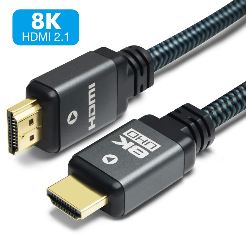 8K HDMI Cable 10ft (3 Pack) High Speed 48Gbps HDMI 2.1 Cord, Durable Nylon Braided, Supports 8K@60Hz, 4K@120Hz, 10K, 2K, HD, 3D, Dynamic HDR, HDCP 2.2, 4:4:4, eARC, 100% Real 8K Quality (10ft, 3 Pack) 10ft (3 Pack)