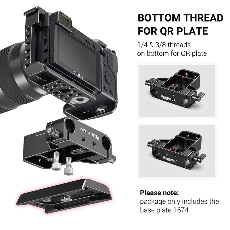 SMALLRIG Camera Base Plate with Rod Rail Clamp for Sony A6500 A6600, for Panasonic GH5, Sony A7 Series, etc, Both for Cameras & Cages -1674