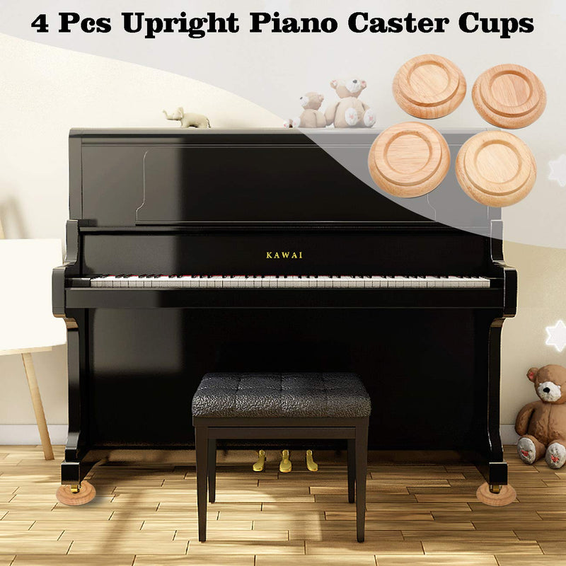 Upright Piano Caster Cups, Hardwood Floor Protector Solid Wood Casters Cups Grand Piano Caster Cups Pads for Piano Non-Slip and Anti-Noise (4 pcs).