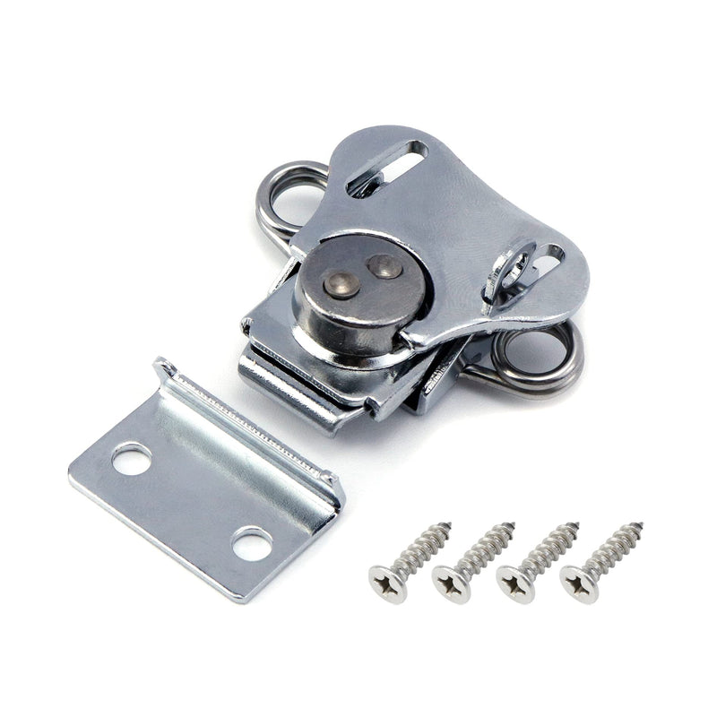 MY MIRONEY 4-Pack Silver Spring Loaded Butterfly Twist Latch and Keeper Metal Hardware Toggle Clamp Hasp Box Chest Closure with Screws for Flight Case,2.17" x 2.05" Silver;2.17" x 2.05"
