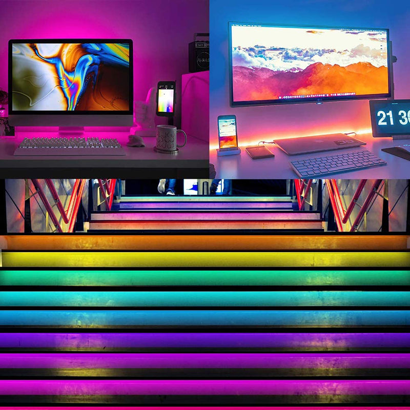 [AUSTRALIA] - Sanwo Led Strip Lights with Remote, 32.8ft Dream Color LED Light Built-in IC, RGB SMD5050 Flexible Strip Lighting Music Sync, Color Changing Led Strip Chasing Effect for Home Kitchen 
