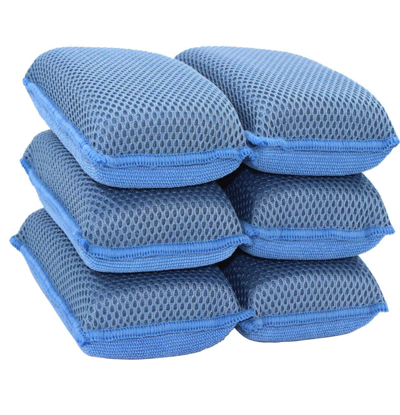 Miracle Microfiber Kitchen Sponge by Scrub-It (6 Pack) - Non-Scratch Heavy Duty Dishwashing Cleaning sponges- Machine Washable - (Blue) Blue