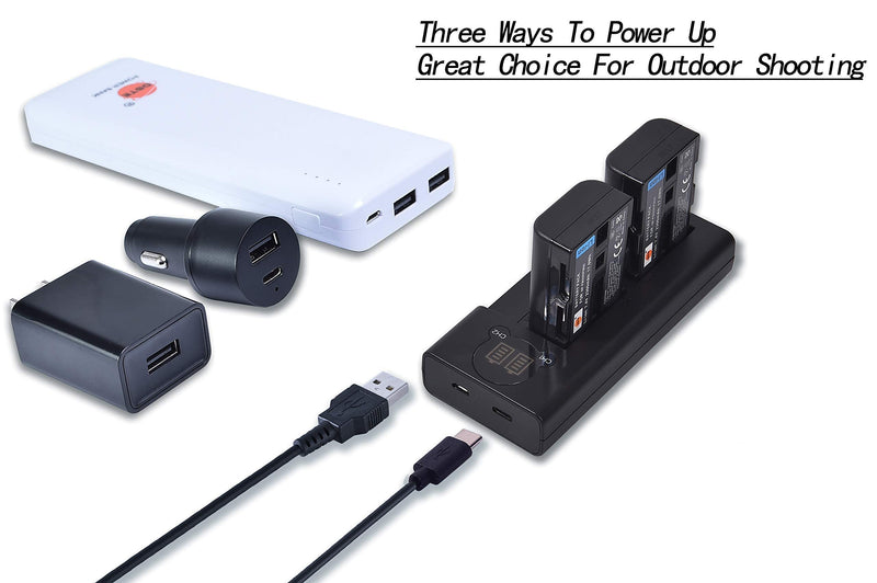 [AUSTRALIA] - DSTE Replacement for 2X NP-FM50 + Dual LCD Battery Charger Compatible Sony CCD-FRV DCR-PC DCR-TRV GV HVL Series Camera with Type-C and Micro-USB Port as NP-FM30 NP-FM51 QM50 QM51 FM55H 