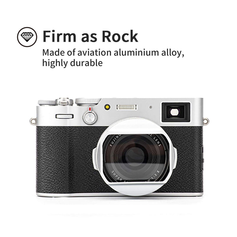 YC Onion Lens Hood Shade for Fujifilm X100V with 23mm Adapter Ring in Aluminum Alloy Silver