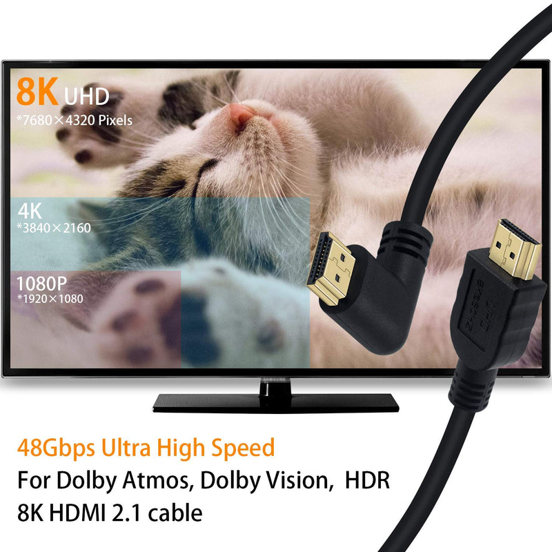 [AUSTRALIA] - Poyiccot 8K HDMI Cable 2feet, HDMI 2.1 Cable 90 Degree Right Angle HDMI Male to Male 8K HDMI 48gbps 2.1 Cable Support 8K@60Hz 4K@120 7680P 8K HDMI 2.1 Cable for TV/Xbox /PS4 /PS5(M/M Right) Right Angle 8K HDMI Cable 