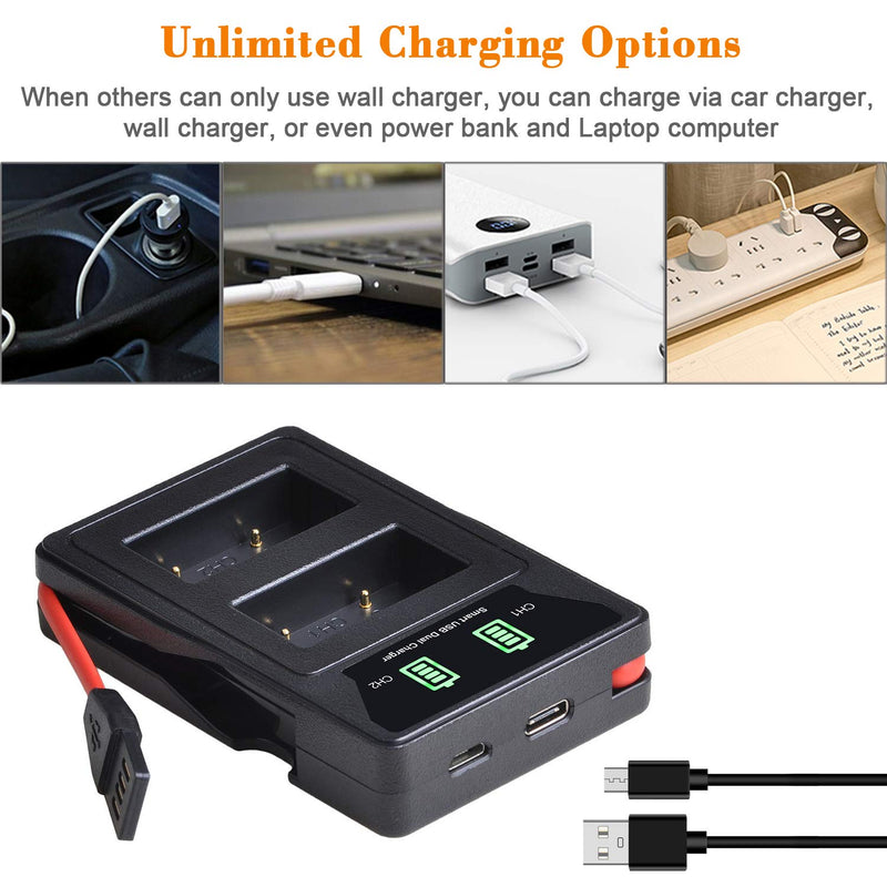 NB-2L NB-2LH Battery and LED Dual Charger Compatible with Digital Rebel XTI XT PowerShot G7 G9 S70 S80 S60 S50 S30 S40 S45 EOS 400D 350D DC410 DC420 VIXIA HF R10 HF R100 HF R11