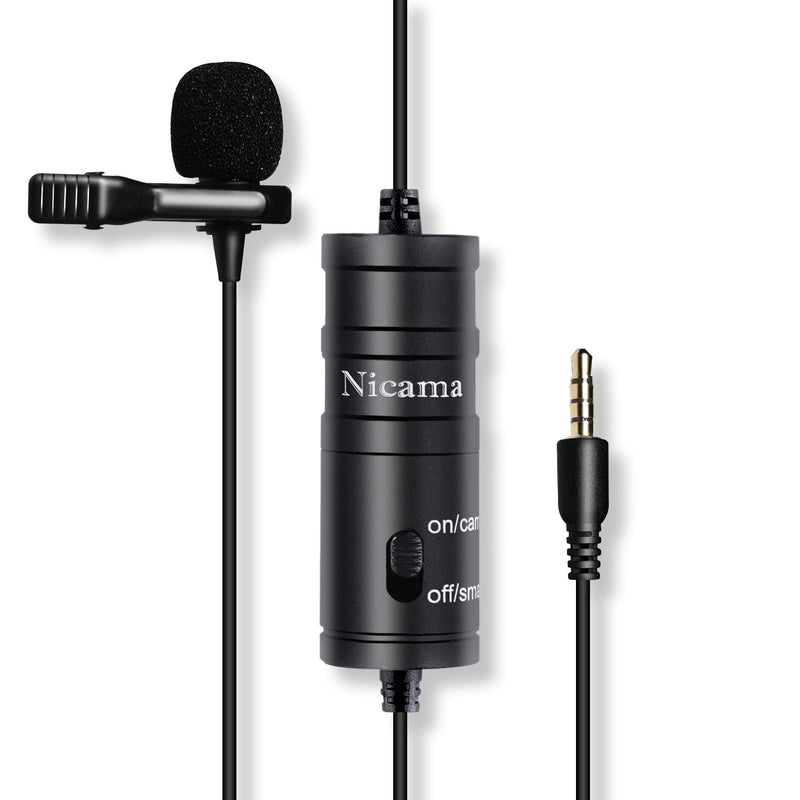 Nicama LVM1 Lavalier Microphone for iPhone iPad Android Smartphones Canon Nikon DSLR Cameras Camcorders Audio Recorder PC