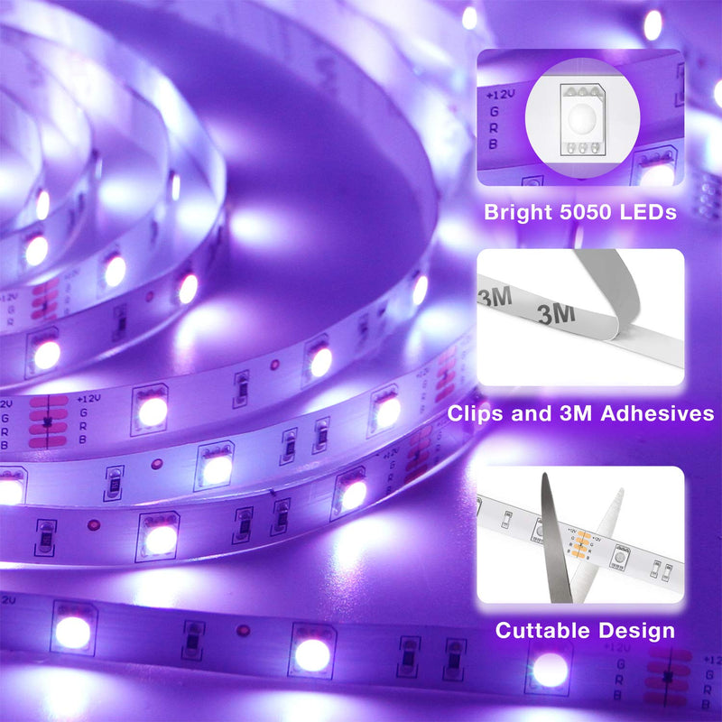 [AUSTRALIA] - 50ft LED Strip Lights, 2 Rolls of 25ft hyrion LED Lights for Bedroom with 44 Keys Remote for Bedroom, Kitchen, Desk, Color Changing Led Strip for Home Decoration 50ft 