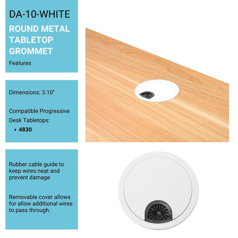Standing Desk Grommet 3.10" Diameter - Round Metal Wire Organizer - Cable Management for Computer Office Desk White
