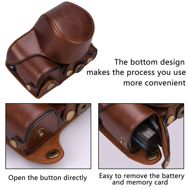 XEVN for Sony a6300 case,for Sony a6000 case,Premium PU Full Body Leather Camera Case Bag for Sony Alpha a6300 a6000 a6100 a6400 Fit 16-50mm Lens with Camera Shoulder Strap(Coffee) coffee