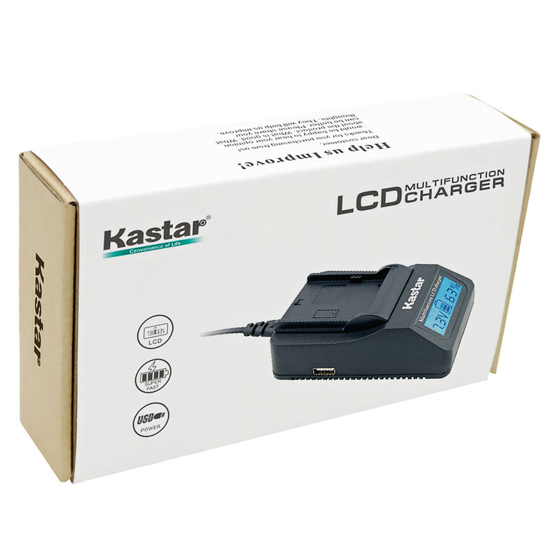 Kastar Fast Charger + NP-FV100 Battery (2X) for Sony DCR-SR21, SR68, SR88, SX15, SX21, SX44, SX45, SX63, SX65, SX83, SX85, HDR-CX110, CX115, CX130, CX150, CX160, XR160, CX360, CX560, CX700, PJ30, PJ50
