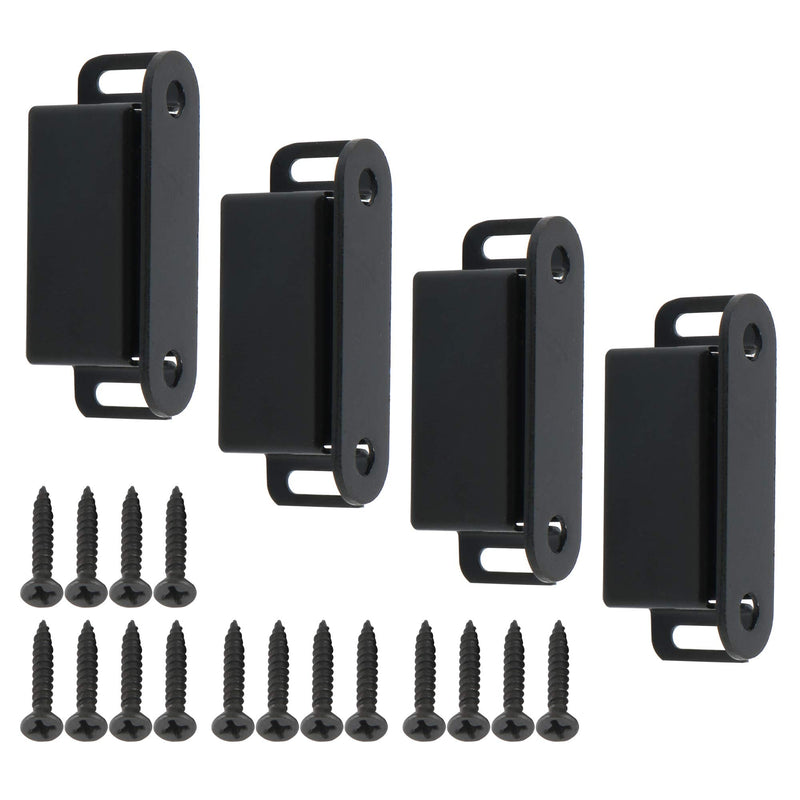 Alise 4-Pack Black Door Magnetic Catch,Cabinet Furniture Closet Catches Latch with Strong Magnetic,Made of Stainless Steel 1-Small Size