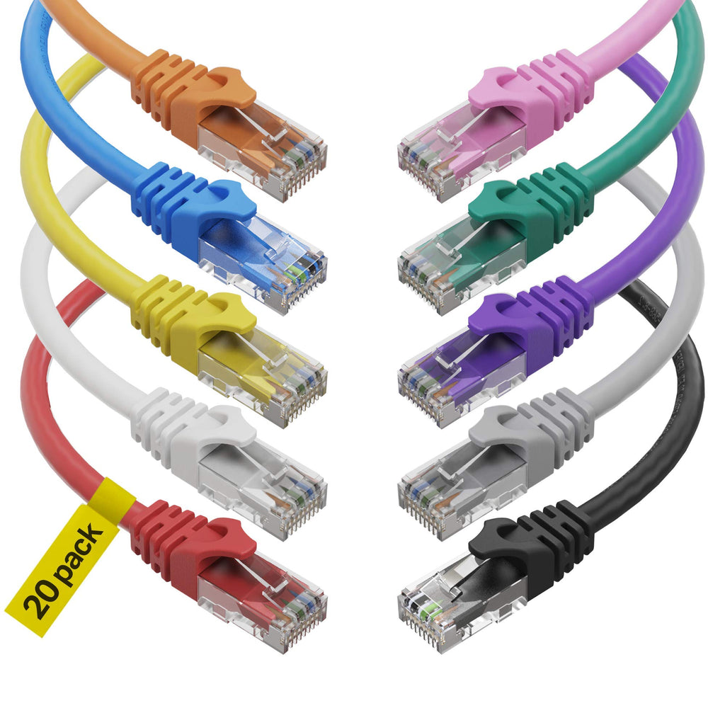 CAT6 Ethernet Cable (6 Feet) LAN, UTP (1.8 m) CAT 6 RJ45, Network, Patch, Internet Cable - 6 Pack (6 ft) 6ft Multi-Color