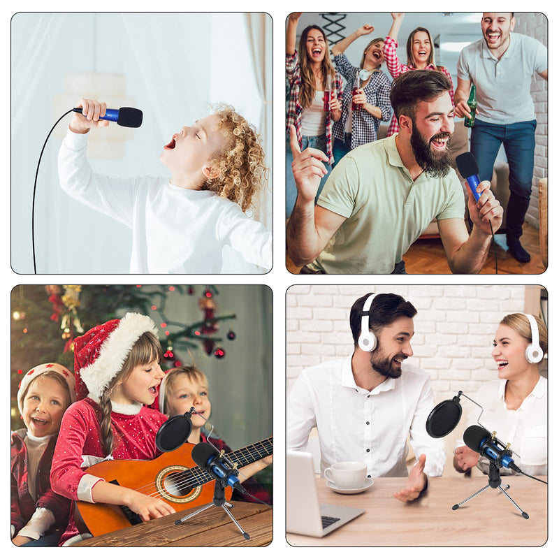 3.5mm Condenser Microphone,MSIZOY Studio Recording Microphone w/Stand for Phone Computer PC MAC Laptop Windows Mini Mic for YouTube Podcast Singing Video Live Stream Conference Facebook Karaoke(Blue) Blue