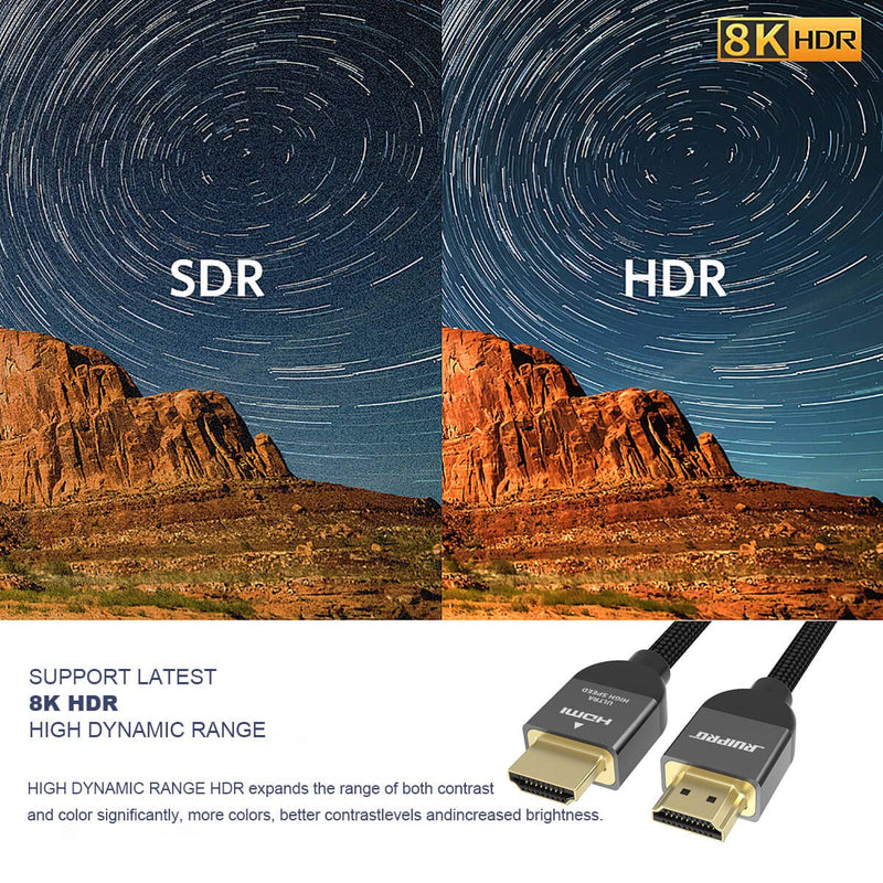 RUIPRO 8K Certified HDMI 2.1 Cable 16.5ft Ultra HD High Speed 48Gbps 8K@60Hz 4K@120Hz Dynamic HDR eARC HDCP 2.2/2.3 Suitable for LG Samsung TCL Sony RTX 3080 3090 Xbox Series X PS5 PS4 Roku (5m) 5M 8K Certified Copper