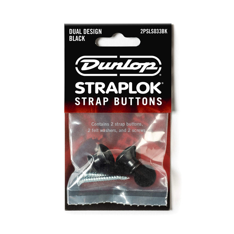 Jim Dunlop Straplok Dual Design Strap Button Set-Black-2/Set (2PSLS033BK)