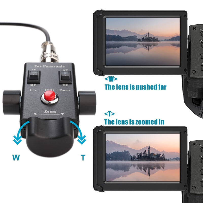 KOERTACOO Camcorder Zoom Controller, Remote Control Zoom, Iris, and Focus Control + 2.5mm and 3.5mm Jack Cable for Panasonic HC-X1 HC-PV100 AG-UX90 AG-UX180 HC-X1000 AG-AC30 AG-AC90 AU-EVA1 Camera.