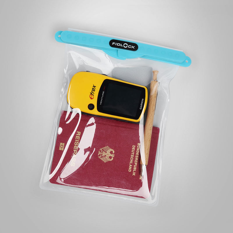 FIDLOCK Phone Dry Bag, Waterproof Pouch for Cell Phone with Magnetic Closure, Maxi Light Blue