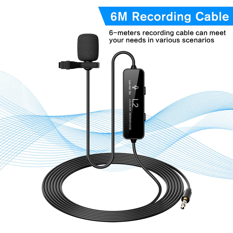 OVINESY Lavalier Microphone with Omni-Directional Pick-up,6M Wired Lapel Microphone for Phone/Ipad/DSLR Camera/PC, Phone Microphone for Interview/Conference/Webcast/YouTube/TikTok/Vlog/Video Recording