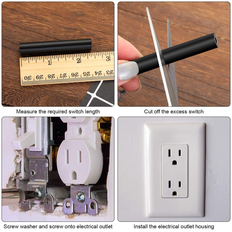 24 Pieces Electrical Backsplash Outlet Extender Kit Include 12 Pieces Switch and Receptacle Screw Round Straight Tube and 12 Pieces Long Electrical Outlet Screws for Fix Wonky and Sunken Outlets
