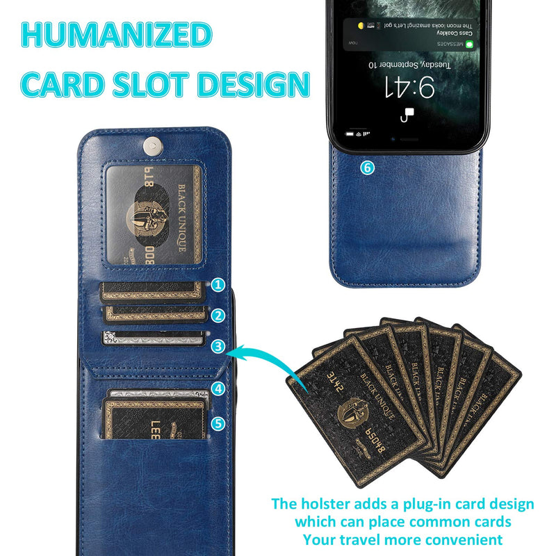 Seabaras Leather Wallet Case for iPhone 12 Wallet Case and iPhone 12 Pro Wallet Case with Credit Card Holder Case for iPhone 12 and iPhone 12 Pro 6.1 inch (Blue) Blue