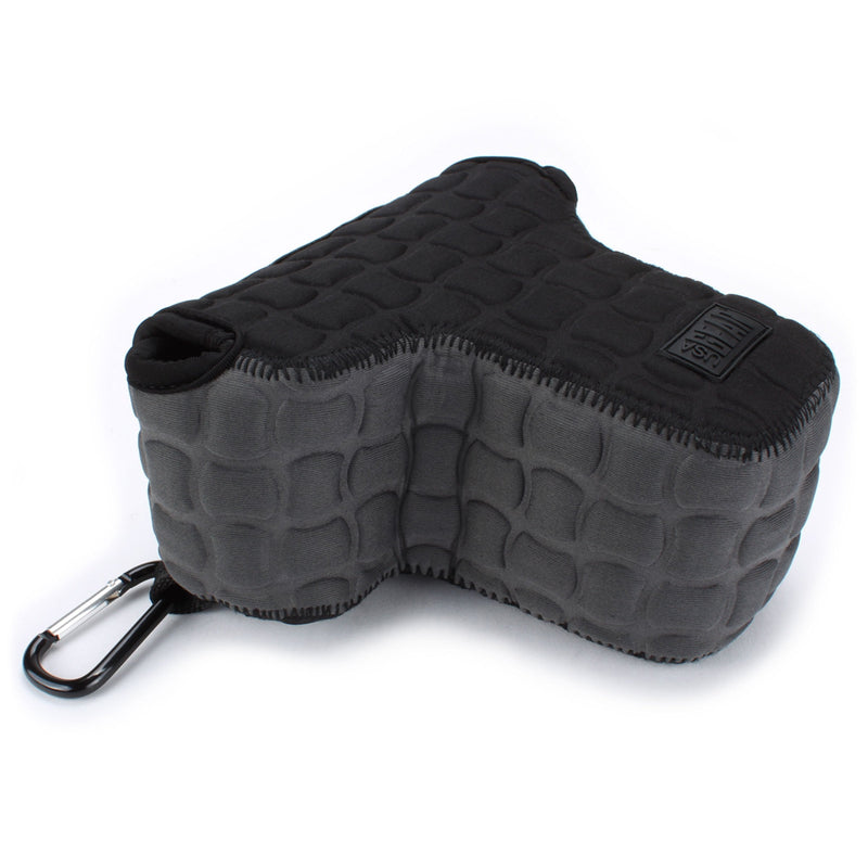 USA GEAR FlexARMOR X DSLR SLR Camera Case Sleeve with Deluxe Padded Neoprene Protection, Carabiner Clip and Accessory Storage - Compatible with Nikon D3400, Canon EOS Rebel SL2, Pentax K-70 and More Deluxe Gray