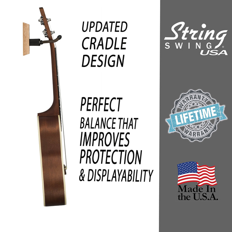 [AUSTRALIA] - String Swing Ukulele Wall Mount Stand for Mandolin Ukele – Concert Pineapple Soprano Tenor and Baritone Compatible – Case Alternative Kit for Home or Studio - Oak Selected Set (2 Pack) 