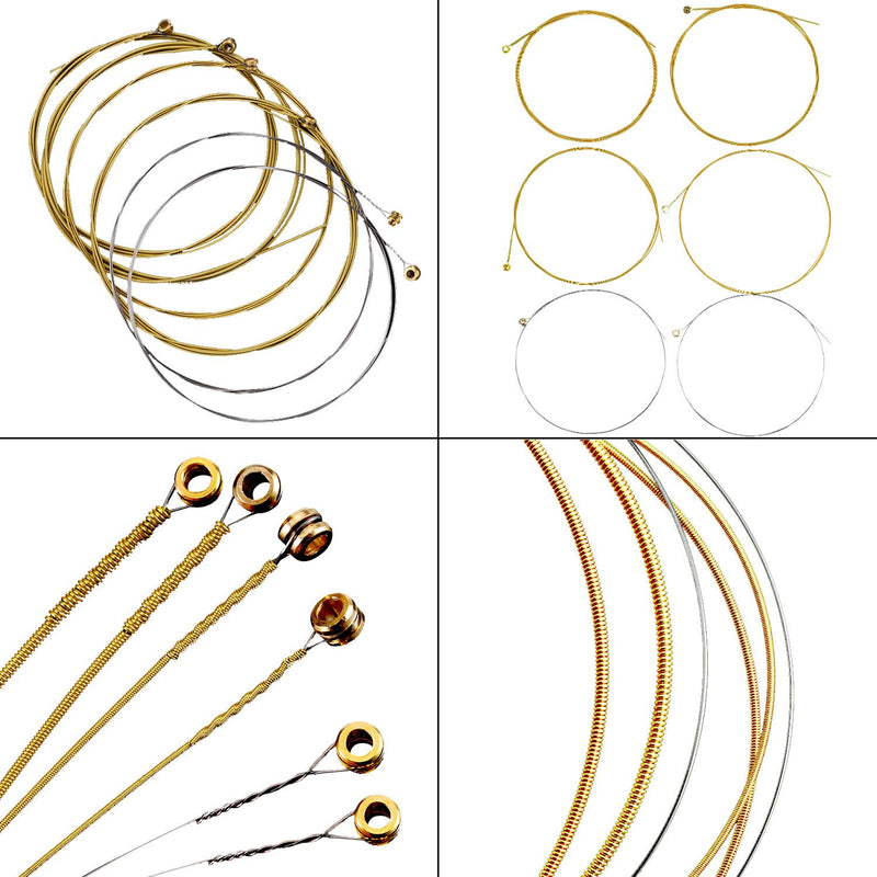 Bememo 3 Sets of 6 Guitar Strings Replacement Steel String for Acoustic Guitar (1 Brass Set, 1 Copper Set and 1 Multicolor Set)