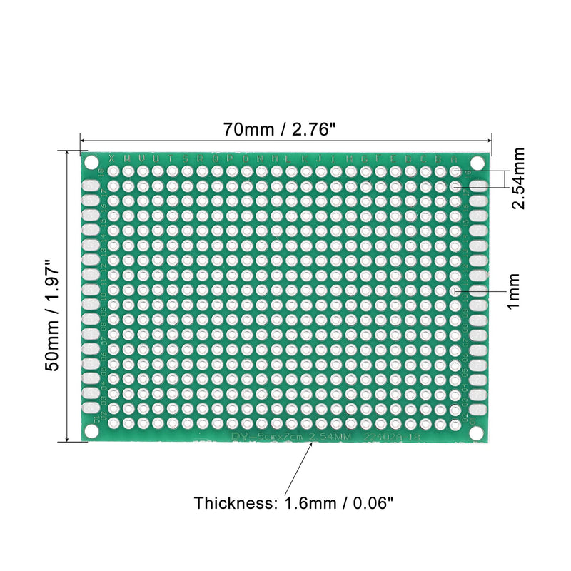 MECCANIXITY PCB Board Double Sided Printed Circuit Prototyping Boards Plated Through Holes for DIY Soldering Electronic Projects, 50mmx70mm, Green Pack of 8