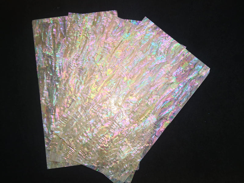 [AUSTRALIA] - Natural White Abalone Shell Sheet for Inlay and Overlay (9.4" x 5.5" x 0.007") (Ocean White Abalone) Ocean White Abalone 