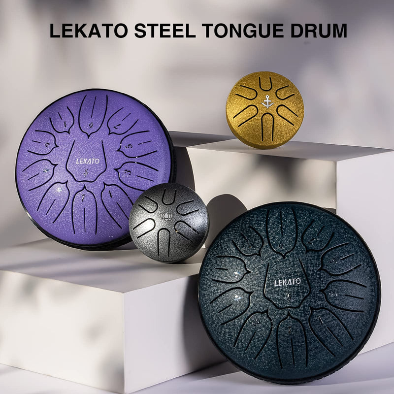 Mini Steel Tongue Drum, LEKATO 3 Inch 6 Note Tongue Drum with Drumstick Hand Drum Percussion for Beginners/ Adult/ Kids Gold