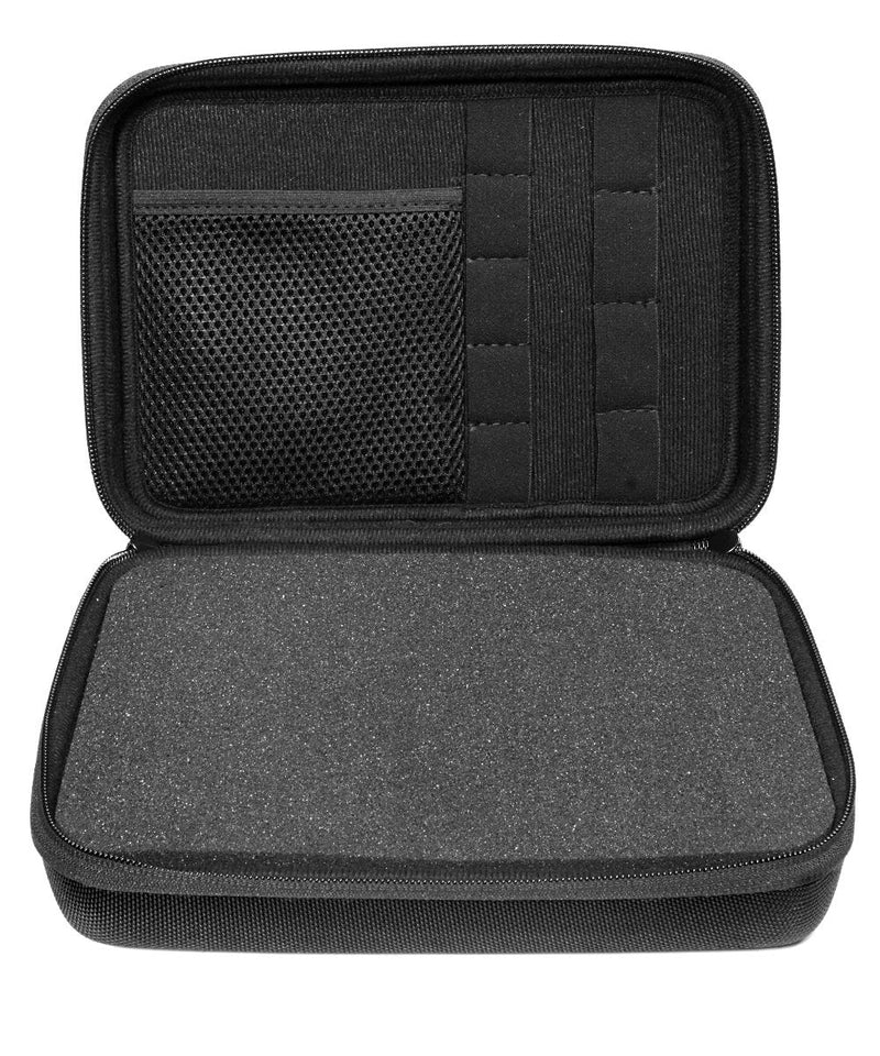 Professional Portable Recorder Case with DIY foam inlay for DR-05, DR-40, DR-22L, DR-100MKll, DR-1, Mini Tripod, Adapter, Mic Pop Windscreen, Smart accessory padding solution for SD cards, cabl