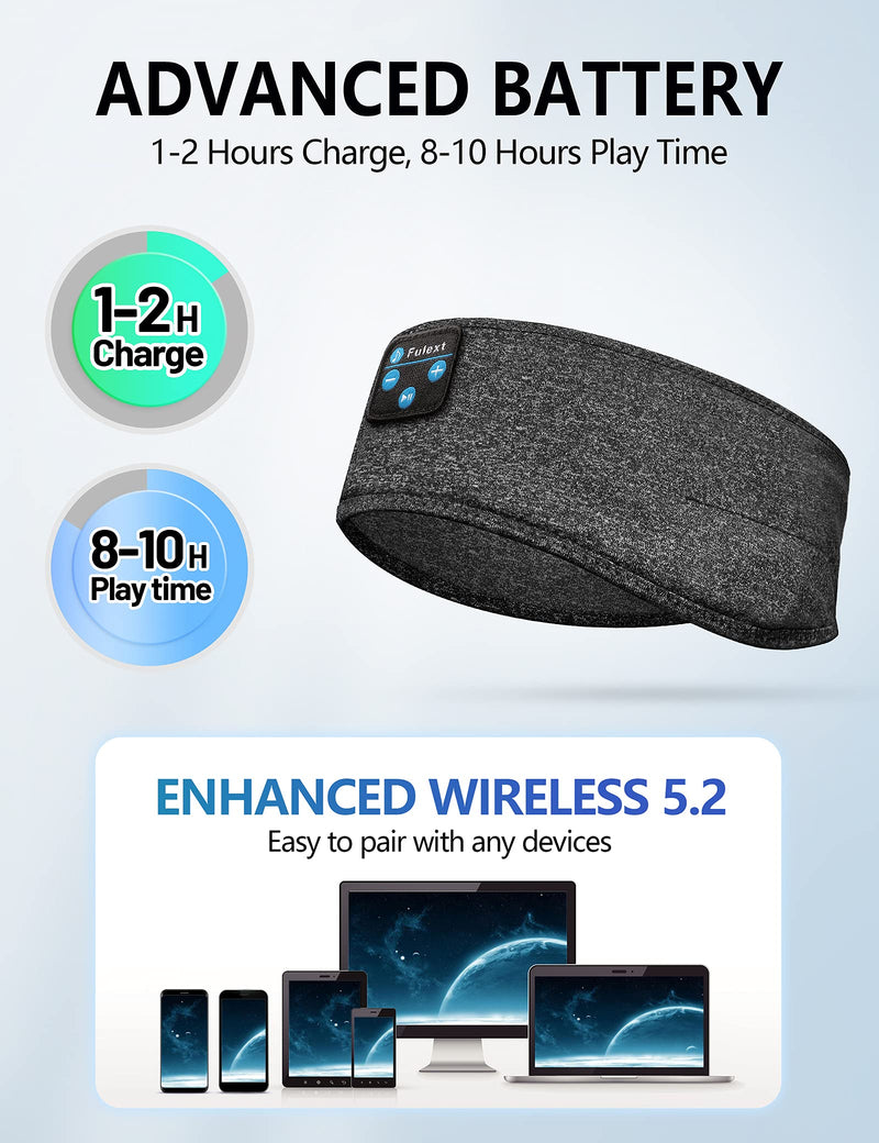 Sleeping Headphones Bluetooth Headband, Perytong Soft Sleep Headphones Headbands,Long Time Play Sleeping Headsets with Built in Speakers Perfect for Workout,Running,Yoga,Travel DarkGray