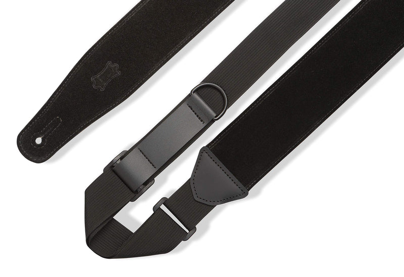 Levy's Leathers Right Height Guitar Strap with RipChord Quick Adjustment Technology; 2.5" Wide Suede - Black (MRHSP-BLK)