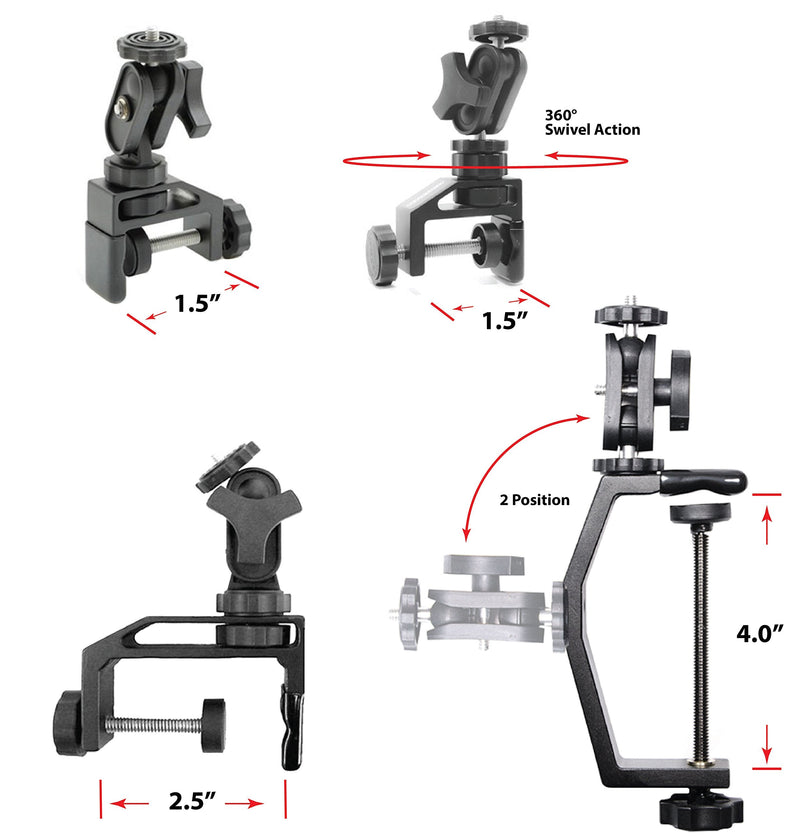 Pedco UltraClamp Assembly Camera Mount Accessory for Cameras, Scopes, and Binoculars 1.5 Inch W/Swivel