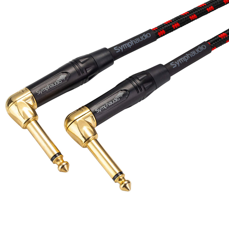 [AUSTRALIA] - Maximm Guitar Cable - (5 Pack) 2-Feet Red/Black Braided Jacket Electric Instrument Bass Cable AMP with Right Angle (1/4 inch) 6.35mm Gold Plated Premium Jack 2 Feet - 5 Pack 