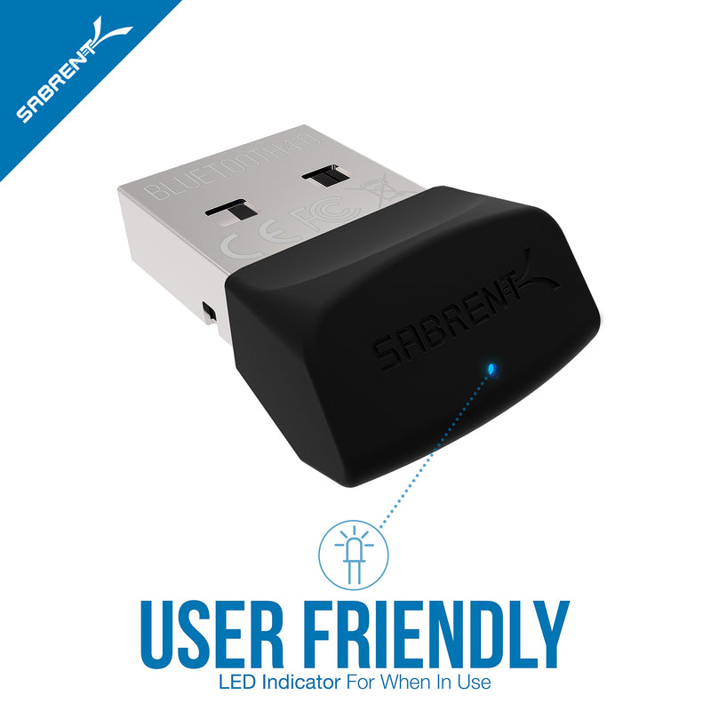 Sabrent USB Bluetooth 4.0 Micro Adapter for PC [v4.0 Class 2 with Low Energy Technology] (BT-UB40)