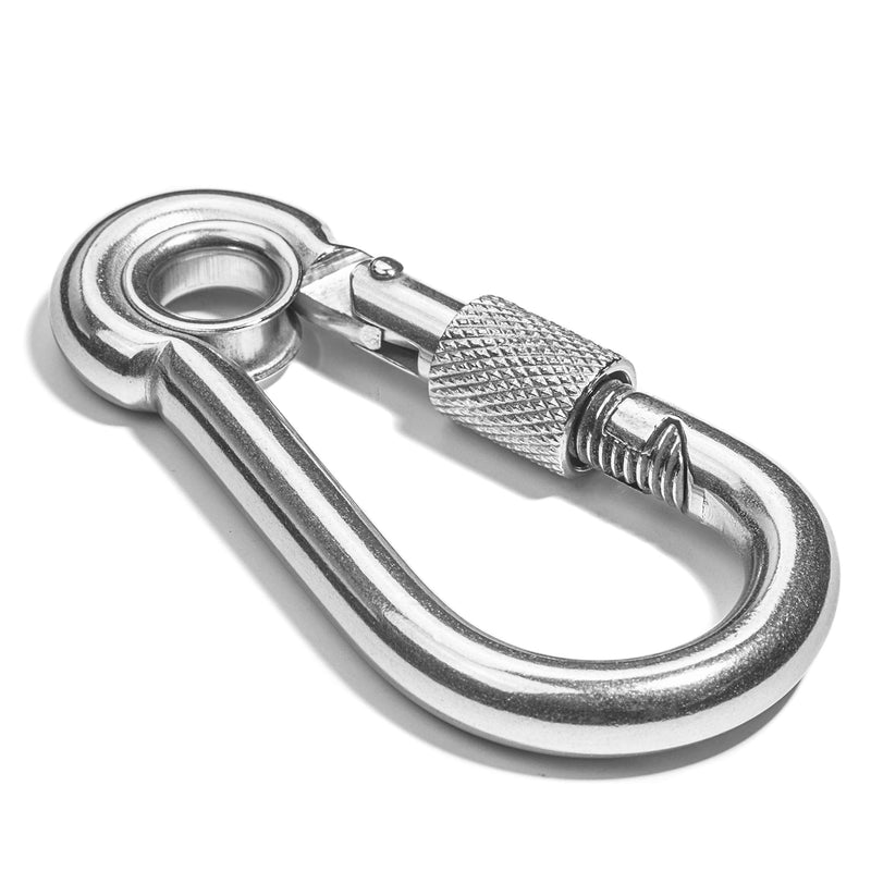 Premier Stainless Solutions 1/4" Stainless Steel Spring Snap Hooks with Eyelets and Screw Nuts, T316 Marine Grade - Lot of 5 1/4"