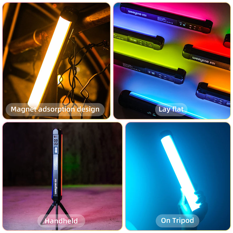 weeylite K21 RGB Wand Light, Handheld LED Light Stick RGB Video Light Photography Lighting, Built-in Rechargeable Battery, App Control 2500-8500K Photography Light for YouTube Studio