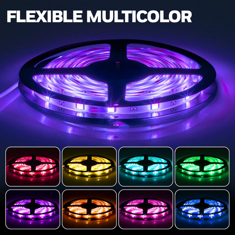 Honeywell 13.2ft Weatherproof 20-Color LED RGB Strip Light for Indoor and Outdoor Use, with Remote Control, Dimmable Lights, 4 Music Sync Modes, 8 Effects Modes