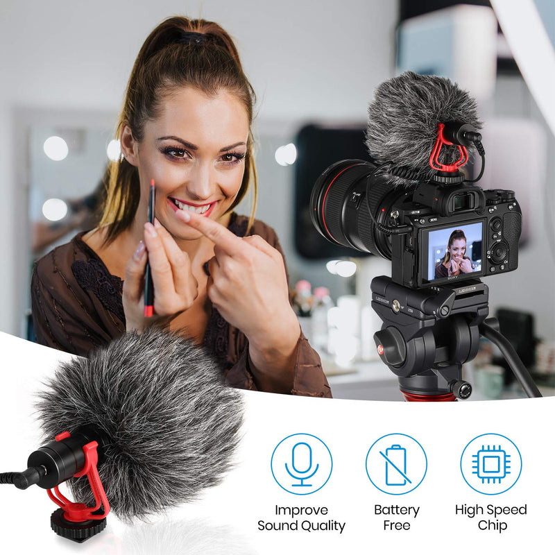 Moukey MCM-1 DSLR Camera Microphone, External Video Mic Shotgun for Phone, Smartphone, Vlogging, Canon/Nikon/Sony Camera