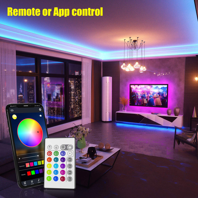 [AUSTRALIA] - Led Strip Lights, 32.8ft Bluetooth APP Controller RGB LED Light Strip, 5050 LEDs Music Sync Color Changing LED Strip Lights Kit with Remote and 12V Power Supply for Bedroom, Room, Home Decoration 