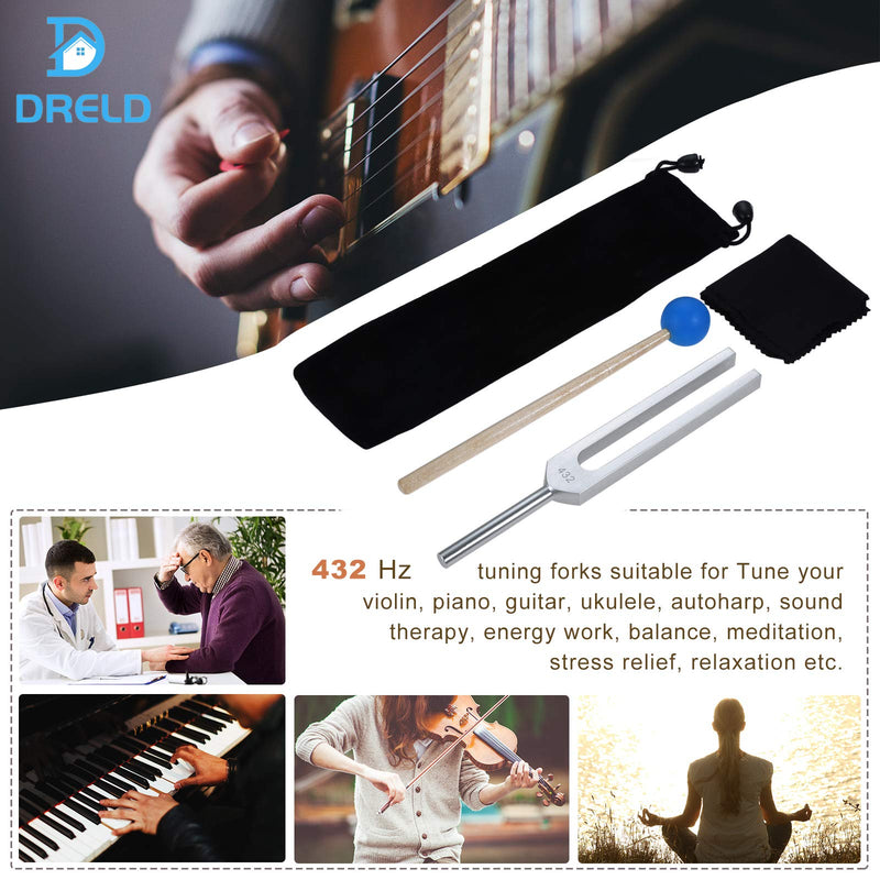 432 Hz Tuning Fork, with Silicone Hammer Bag Cleaning Cloth for DNA Repair Healing, Sound therapy, Perfect Healing, Musical Instrument, Balancing, Healers, Vibration, Sound therapist